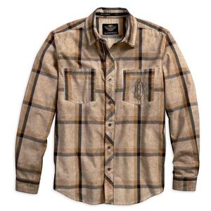 NWT - Men’s Harley-Davidson® Tea Stained Long Sleeve Plaid Woven Shirt